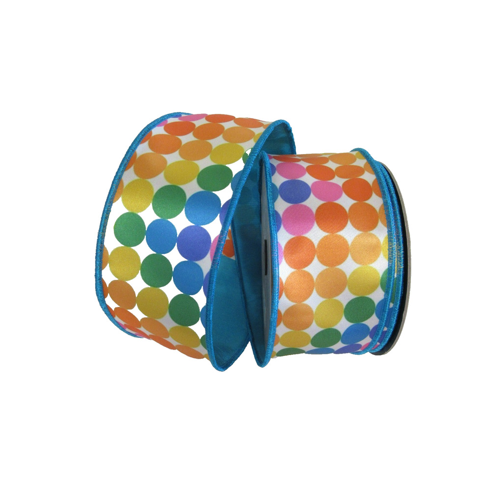 Multicolor Dots Wire Edge Ribbon 2 1/2" x 10 yds d.stevens Spring & Summer